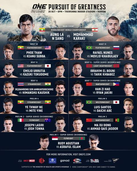 'ONE: Pursuit of Greatness' fight card