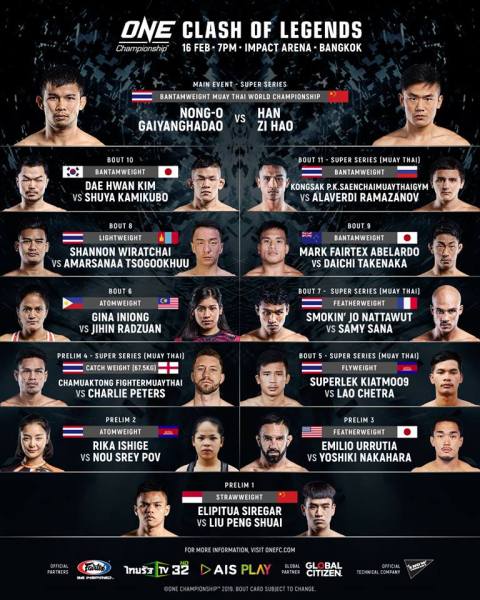 'ONE: Clash of Legends' fight card