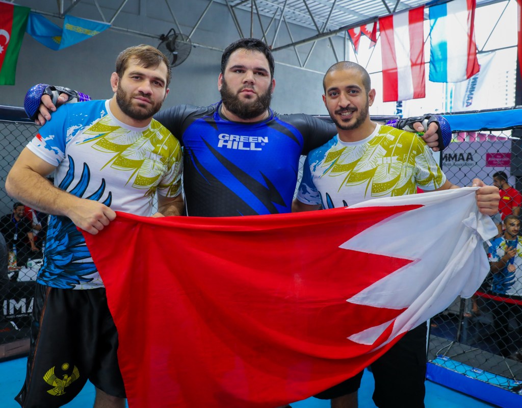Eldar Eldarov, Pasha Kharkhachaev, Khalid bin Hamad Al Khalifa (©Brave Combat Federation)
