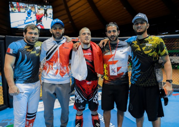 Eldar Eldarov (1st from Left), Sheikh Khaled bin Hamad Al Khalifa (2nd from Right) [©Brave Combat Federation]